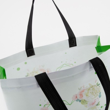 Household bag without fastening, white/light green color-2