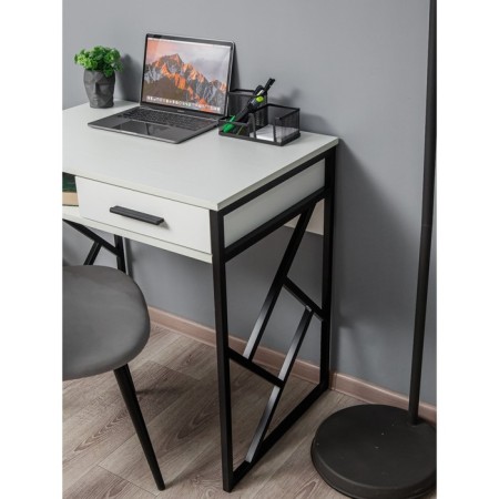 Written table Frame New, 800 × 510 × 760 mm, chipboard, white embossing / black metal-1