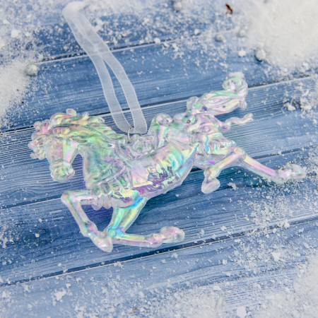 Christmas tree decoration "Horse" 9x12 cm, transparent overflow-1