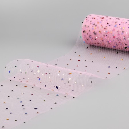 Fatin with multi -colored sparkles, 15 cm, 11 ± 1 g/sq.m, 23 ± 1 m, pink # 8 color-1