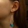 Hanging earrings with rhinestones "drop with a rhombus", blue color in silver, 7.2 cm