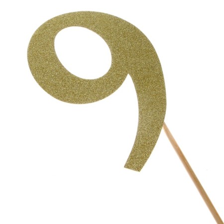 Topper in the cake "Number 9", color gold-1
