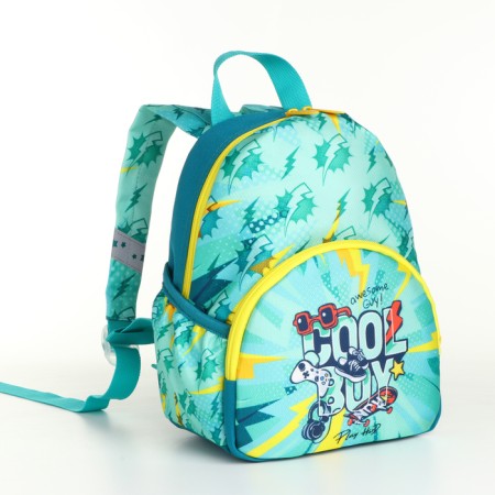 Baby backpack on lightning, external pocket, green color