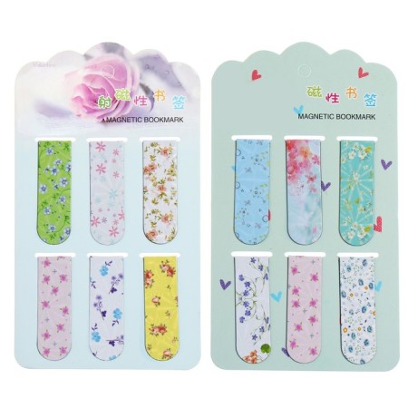 A set of magnetic bookmark for books Calligrata 6 pieces, "Flowers", mix-2