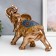 Souvenir Polystone "Golden Elephant in the Blue Popone with Brushes" MIX 28.5x15x32.5 cm