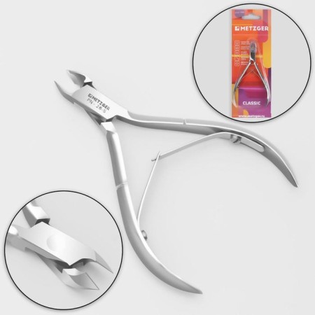 Manicure nippers for cuticles, double spring, 10 cm, blade length-6 mm, on the blist, silver color, PN-2/6-S-LJ