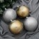 Set of balls plastic D-10 cm, 4 pcs "Winter foliage" silver gold
