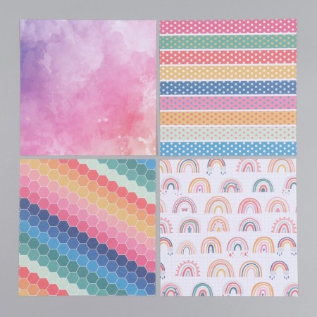 A set of scrapbooking paper 12 sheets 12 Summer Mood projects 160 grams 15.2x15.2 cm-4