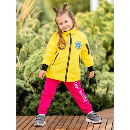 Bomber jacket for a girl, height 98 cm, lemon color-1
