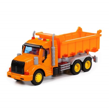The "pros" dump truck inertial, light and sound effects, color orange color
