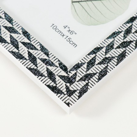 Photo frame plastic 10x15 cm "Double braid" black and white 13.5x18.7 cm-3