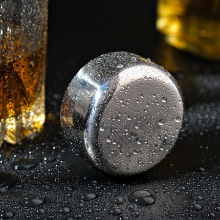 Round stone for whiskey, silver, d = 5, h = 2.8 cm-1