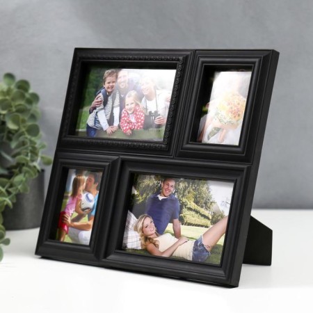 Photo frame plastic in 4 photos 10x15 cm, 7x10 cm "intrigue" black 27*24*2 cm-2