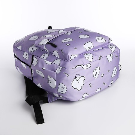 School backpack from textiles on lightning, 3 pockets, pencil case, lilac color-6