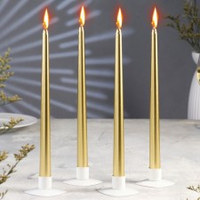 A set of antique candles, 2.2x 30 cm, 4 pieces, gold metallic