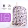 School backpack from textiles on lightning, 3 pockets, pencil case, pink color