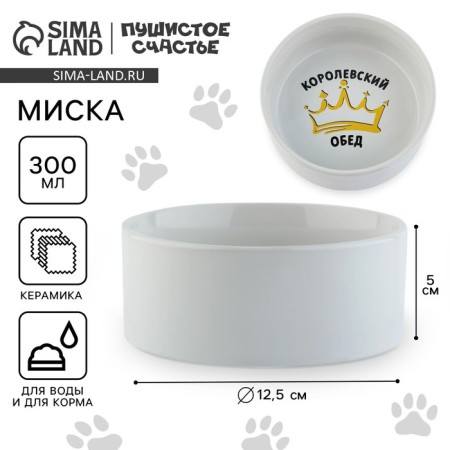 Ceramic bowl “Royal dinner”, 300 ml, for cats and dogs