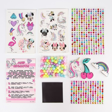 A set with strands, tattoos, rhinestones, in the purse "Set of Beauty for Creativity" Minnie Mouse-1