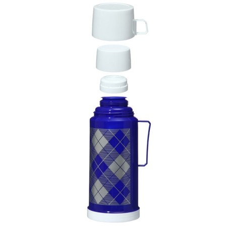Thermos 1 l, with a glass flask, retains heat 8 hours, 12 x 28 cm, blue-1