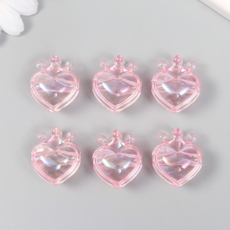 Busina for creativity plastic "heart with a pink crown" 2.1x1.4x2.5 cm-2