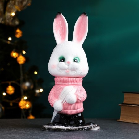 New Year's piggy bank "Hare Skier" Bely, 27cm
