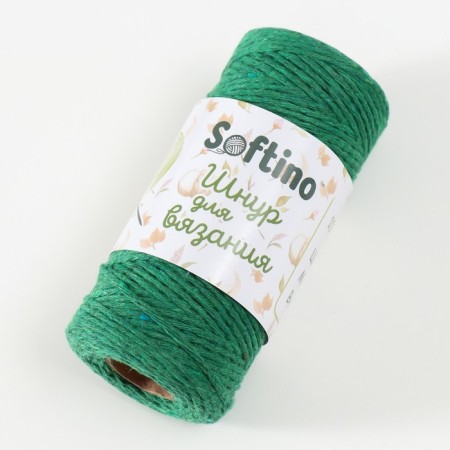 Knitting cord 100% cotton, width 1mm 100m 80g "Dark green" 10x4.2x4.2 cm-1