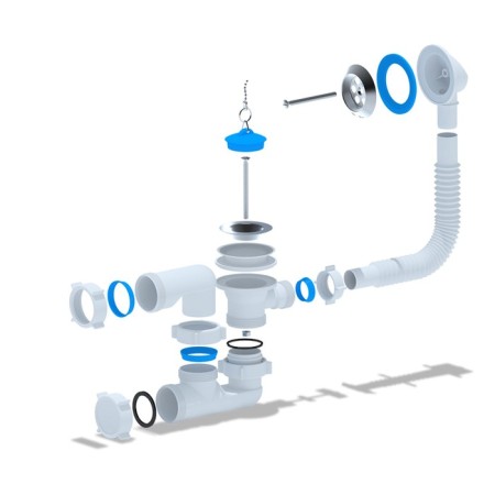 A set for the bathtub "Ani Plast" E250: a siphon with a rotary knee-1