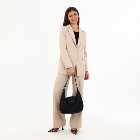 Load bag with zipper, external pocket, long belt, black color-8