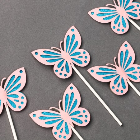 Set for decorating "Butterflies", set of 5 pcs., Pink color