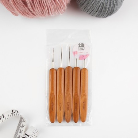A set of hooks for knitting, with bamboo handles, d = 0.75/1/1.25/1.5/2 mm, 13.5 cm, 5 pcs-2