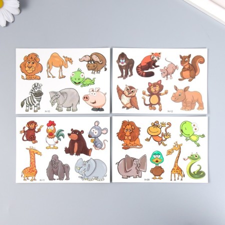 Tattoo on the body color "Funny animals" 11.5x8 cm mix