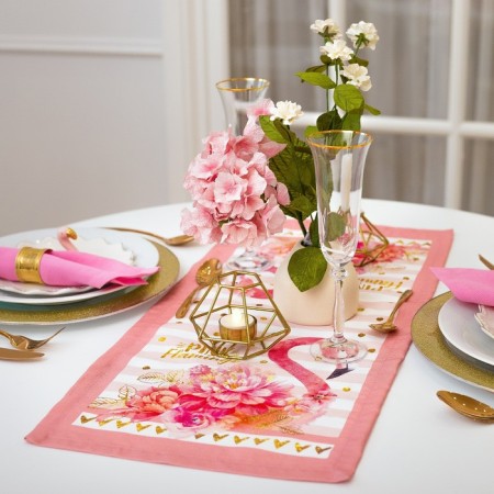 Path on the Ethel Flamingo table 30x70 cm, 100% cotton, sarzha 190 g/m2-8