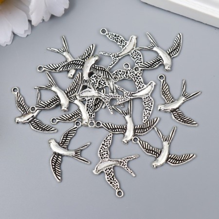 Decor for creativity Metal "Swallow" silver G123B492 2.9x2.2 cm-2