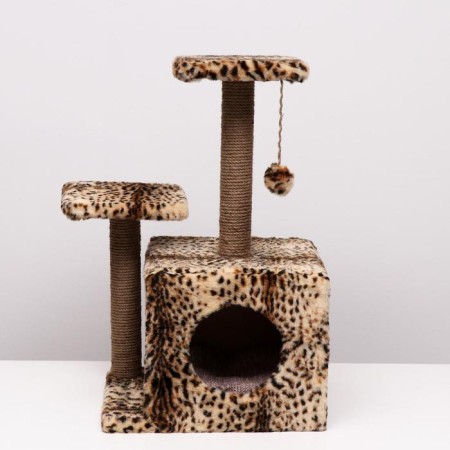 House for cats with a clawe, square, 3x-storey, 45 × 47 × 75 cm, leopard-2