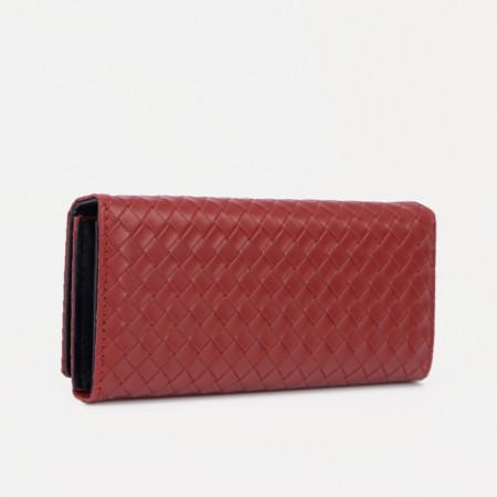Women's wallet on the button, red color-1