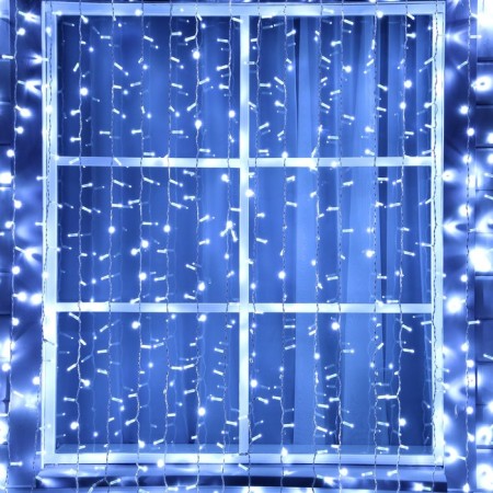 Garland "Curtain" 2 × 3 m, IP65, UMS, white thread, 760 LED, white glow, 220 V
