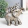 Souvenir Polystone "Elephant and three elephants on the back" Light gold 15x8.5x6 cm