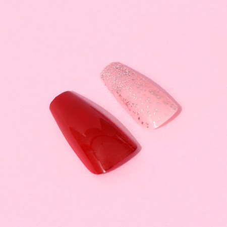 Falbings "Passion", 24 pcs, adhesive plates, ballerina shape, glossy color red/pink/silver-4