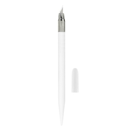 Chancellery knife, blade 4 mm, (scalpel shape) Plastic/metal housing, 12 interchangeable blades, Mix case-6