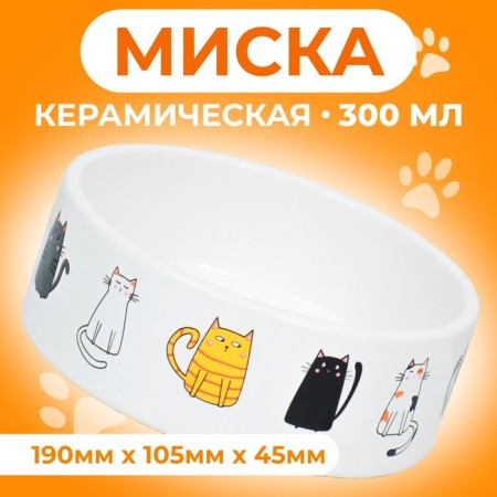 Ceramic "Kotsy" bowl 300 ml 12.5 x 4.5 cm, white