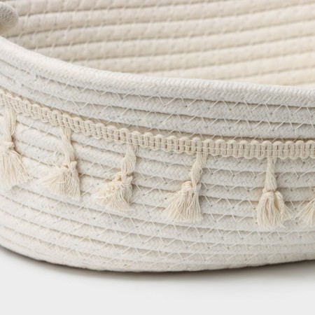 Basket for storage ladled handmade LadoM "Vilena", 38 × 22 × 12 cm, white color-4