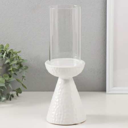 Ceramics candlestick, glass for 1 candle "ibis" d = 7.5 cm white 10.5x10.5x29.5 cm-1