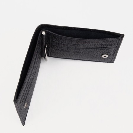 Male purse on the button, for bills, for cards, black color-3