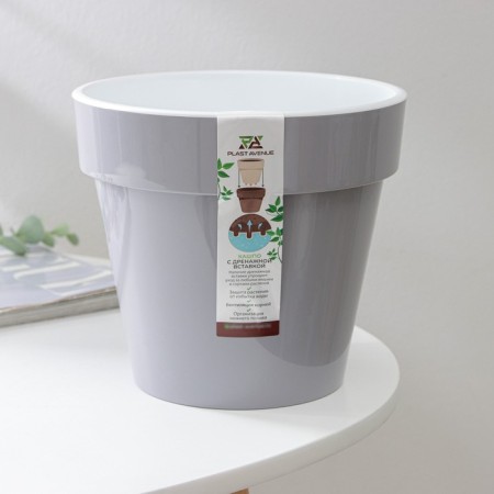 Kashpo for flowers with an insert "Porto", 2.4 l, color gray color-4