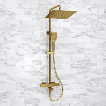 The shower system wasserkraft a199.260.201.bg Thermo, tropical shower, thermostat, gold-1
