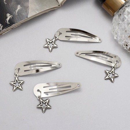 Invisibility for hair "Ophelia" (set 4 pcs) star, 4.5 cm, silver-2