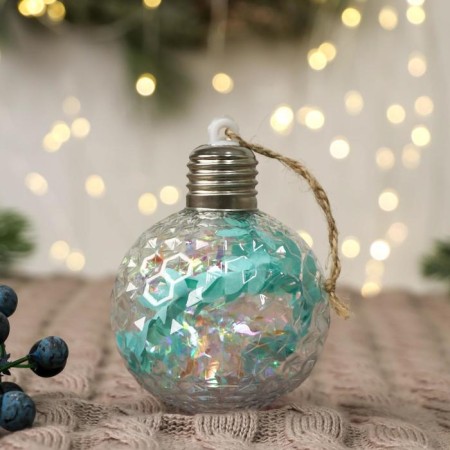 Ball plastic light D-8 cm "The time of miracles" the edge of the overflow, transparent