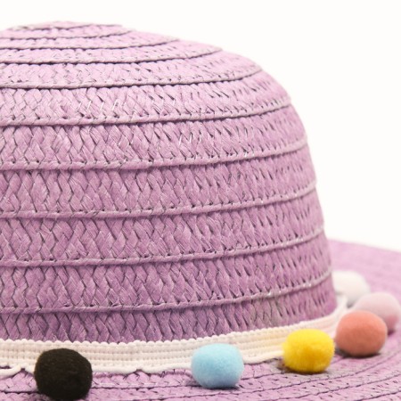 Hat with bombs for Minaku girl, purple color, size 50-6