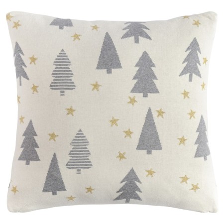 Knitted pillow with New Year's pattern Magic Forest New Year Essential, size 45x45 cm