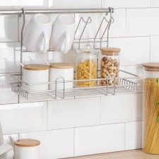 Railing shelf combined with a glass holder, 39.5 × 15 × 27 cm, d = 16 mm, chromium color